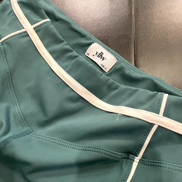 Yellow the Label Colby Contour Leggings Green White Piping Women's Size XL - Picture 2 of 4